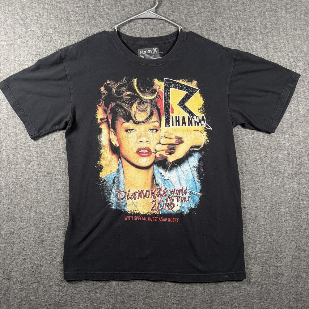 Rihanna Shirt Mens XL Black Diamonds World Tour 2013 ASAP Rocky Concert Tee
